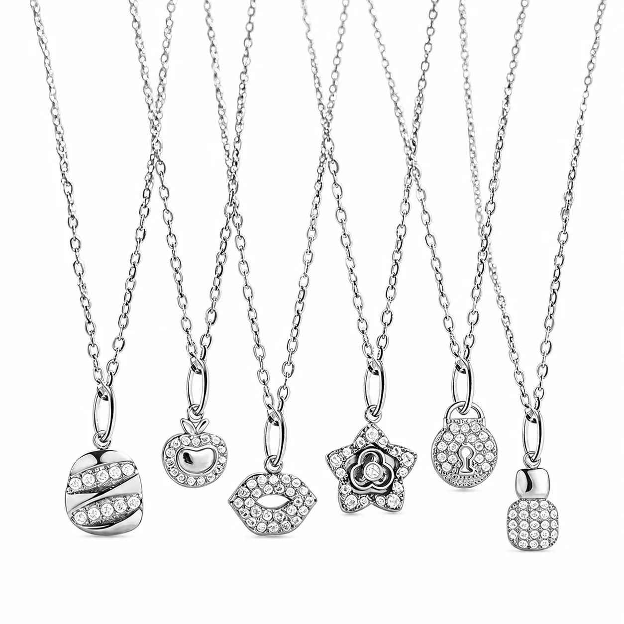 Dainty 316 Stainless Steel Pavé Charm Necklace