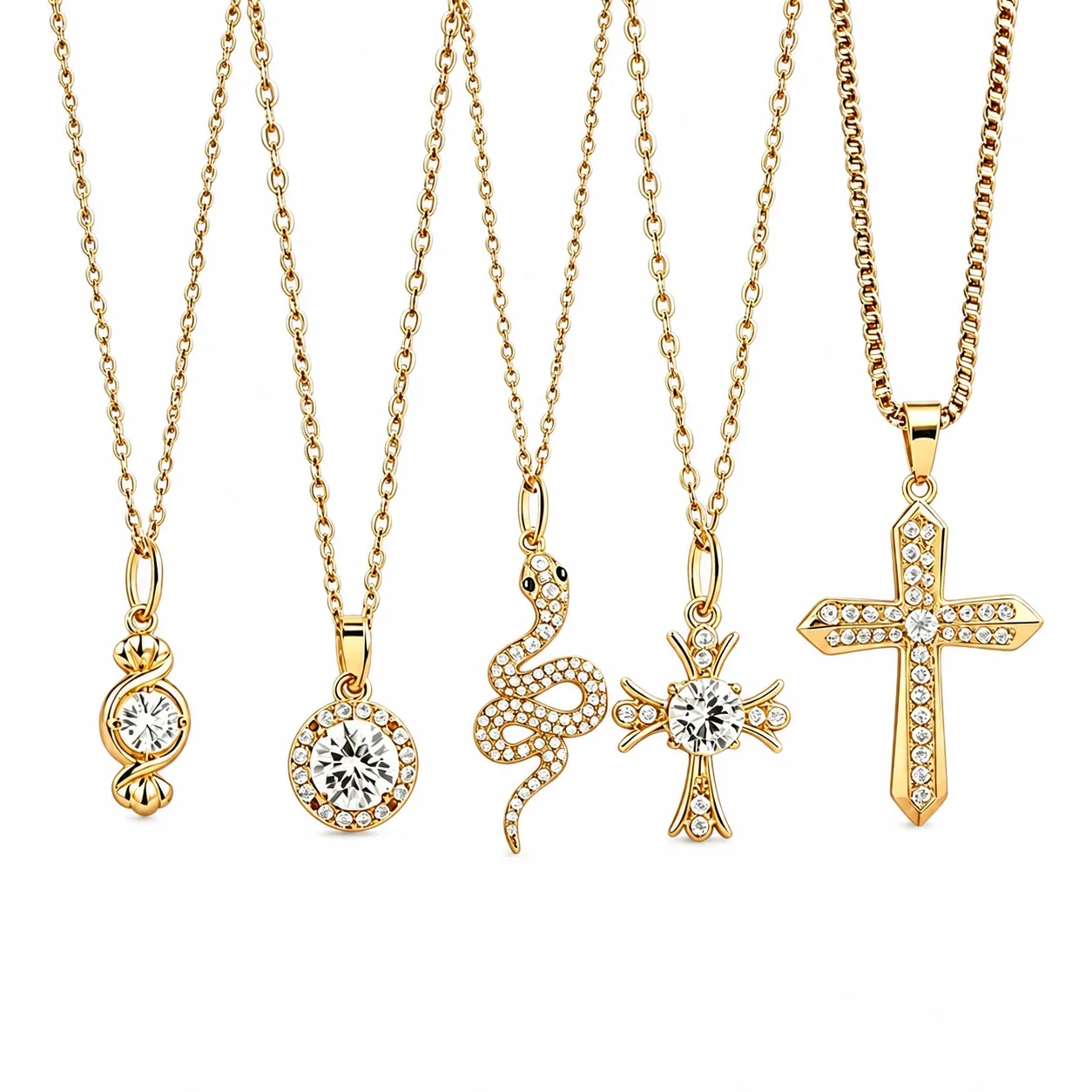 Dainty 316 Stainless Steel Pavé Charm Necklace