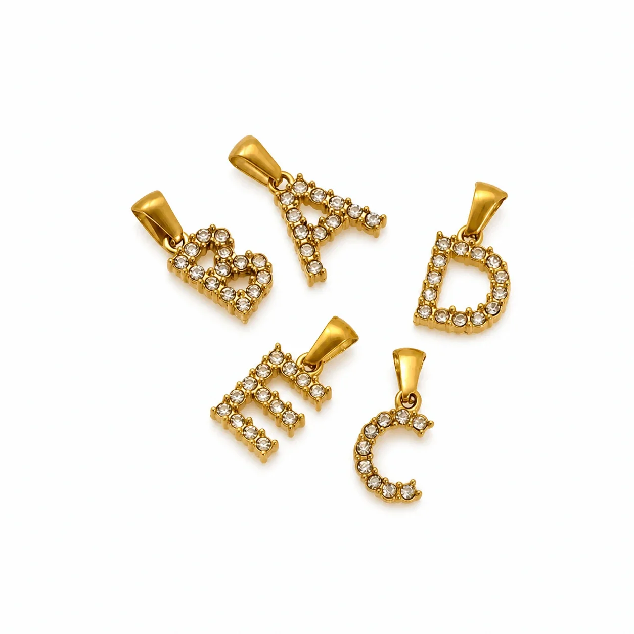 Polished Gold-Plated Round CZ Initial Letter Pendant
