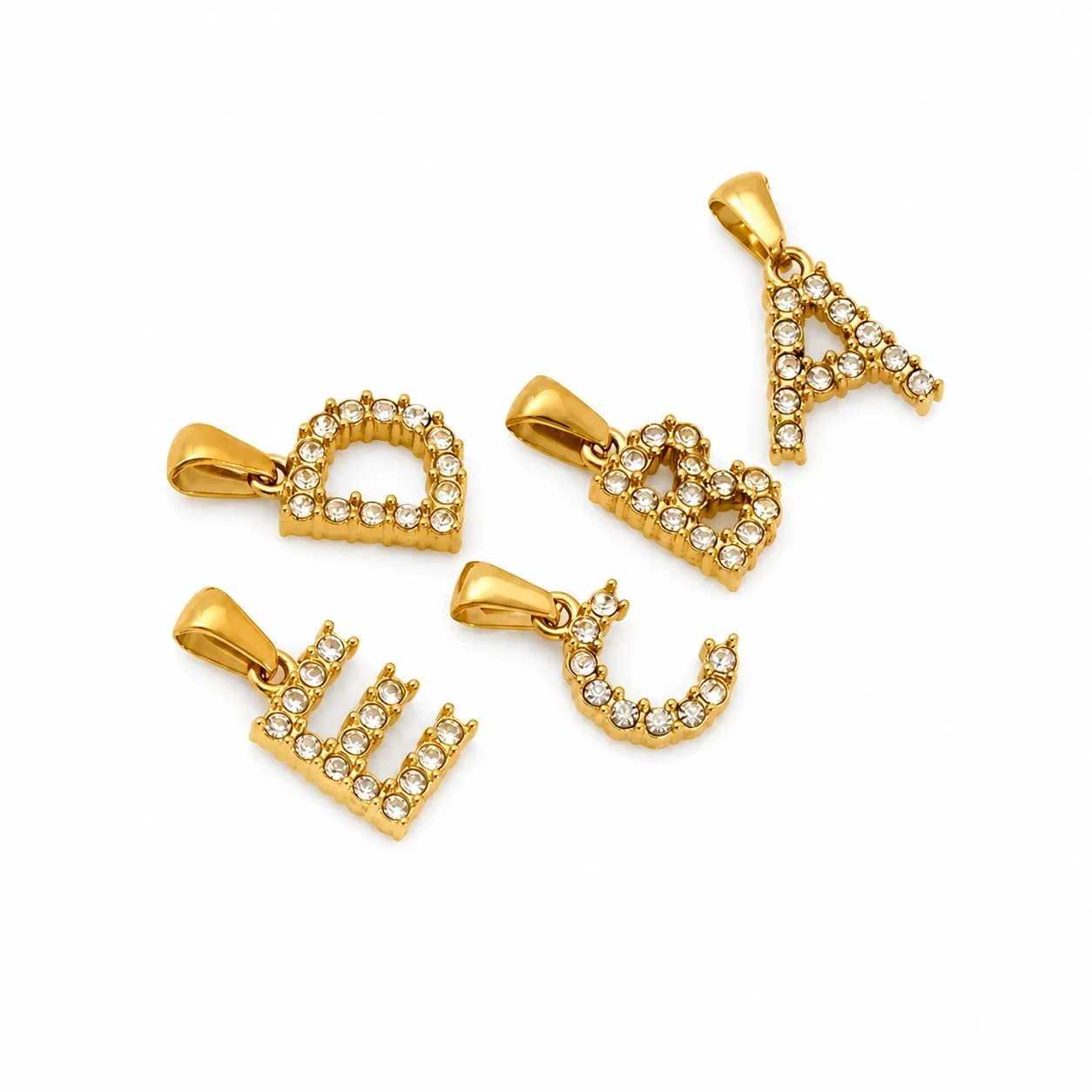 Polished Gold-Plated Round CZ Initial Letter Pendant