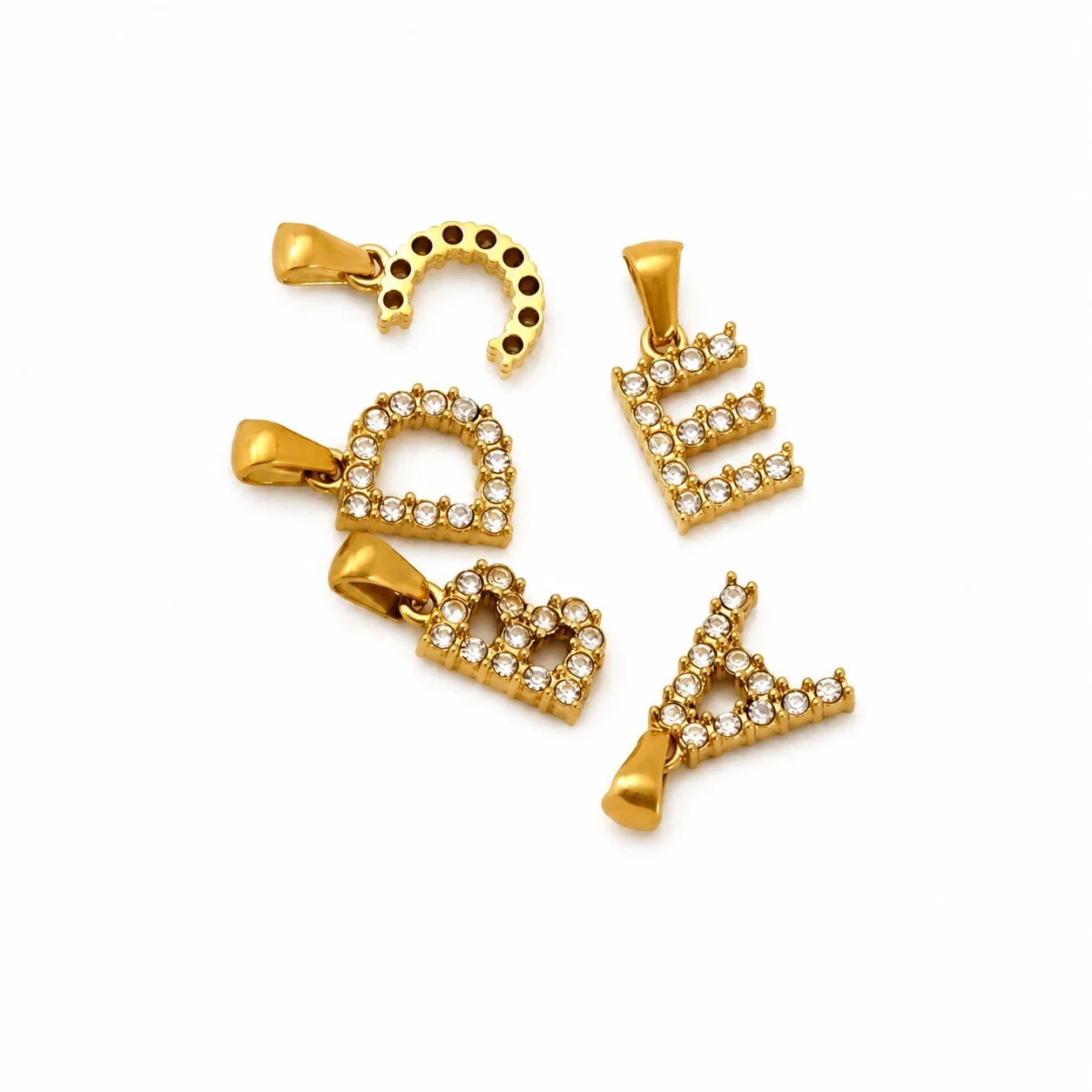 Polished Gold-Plated Round CZ Initial Letter Pendant