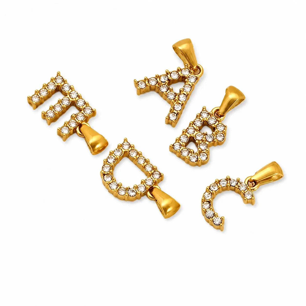 Polished Gold-Plated Round CZ Initial Letter Pendant