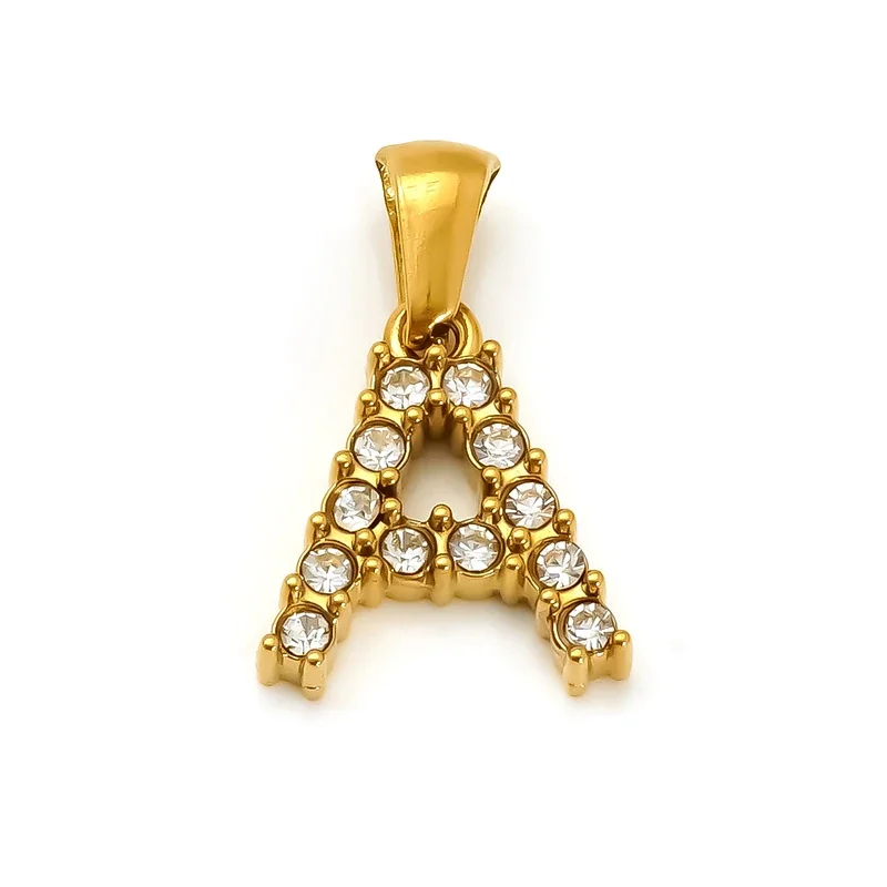 Polished Gold-Plated Round CZ Initial Letter Pendant