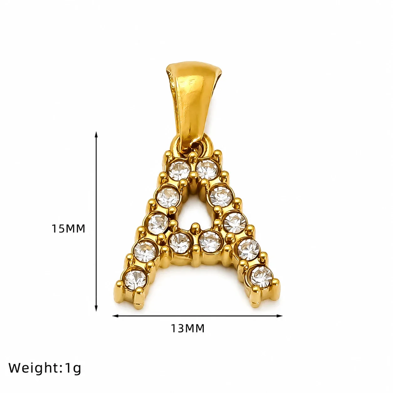 Polished Gold-Plated Round CZ Initial Letter Pendant - Gold Letter A