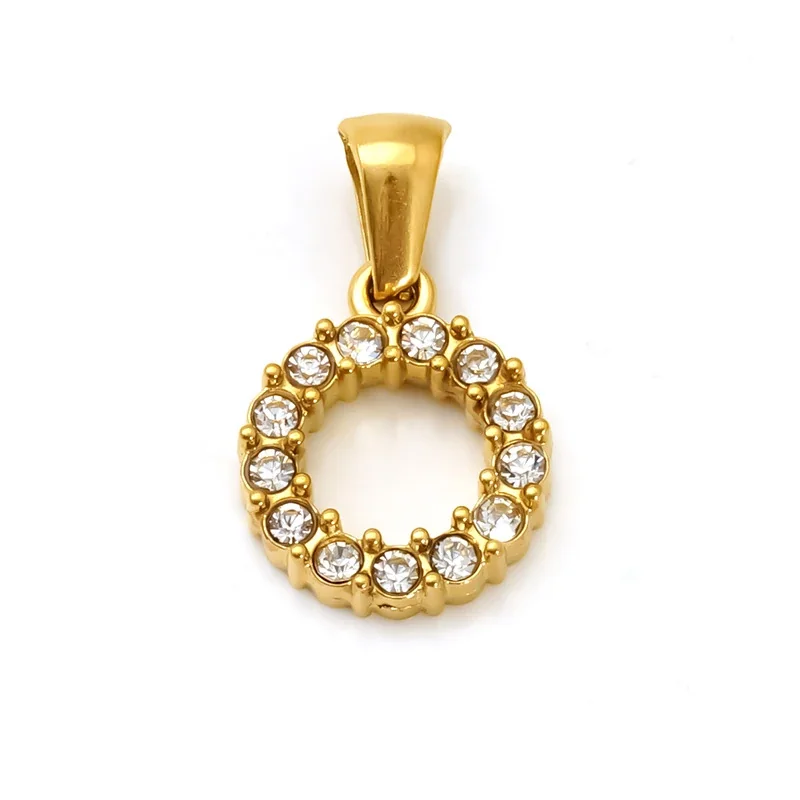 Polished Gold-Plated Round CZ Initial Letter Pendant - Gold Letter O