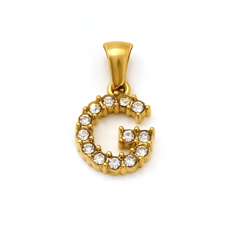 Polished Gold-Plated Round CZ Initial Letter Pendant - Gold Letter G