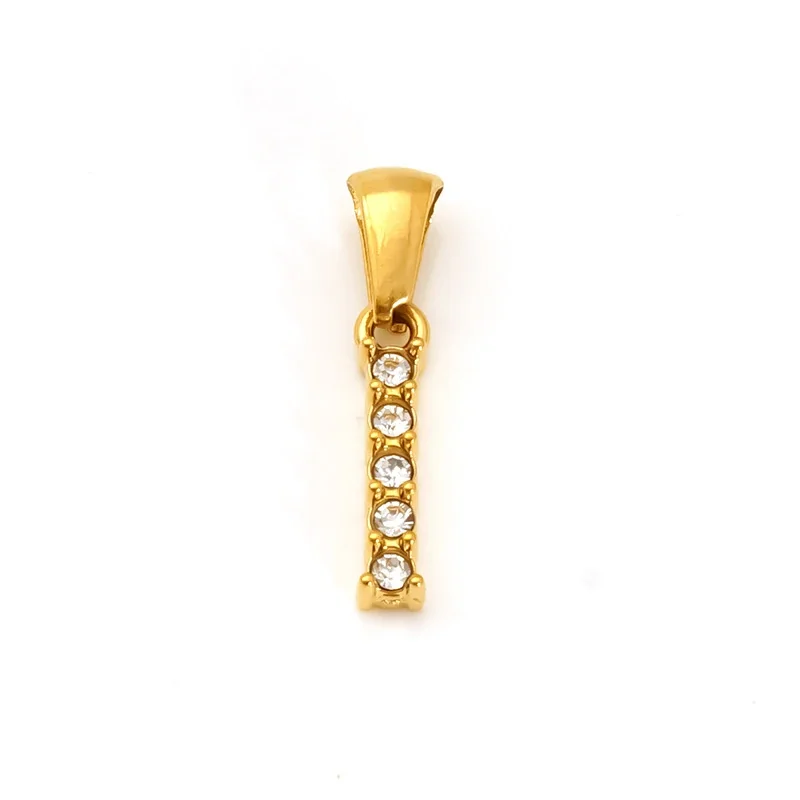 Polished Gold-Plated Round CZ Initial Letter Pendant - Gold Letter I