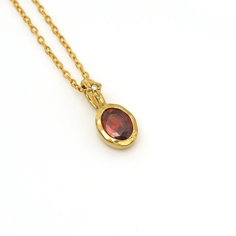 Ornate 14K Gold-Plated Oval Crystal Cable Pendant Necklace