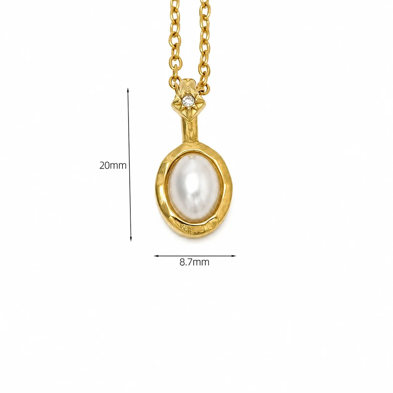 Ornate 14K Gold-Plated Oval Crystal Cable Pendant Necklace - Gold Pearl
