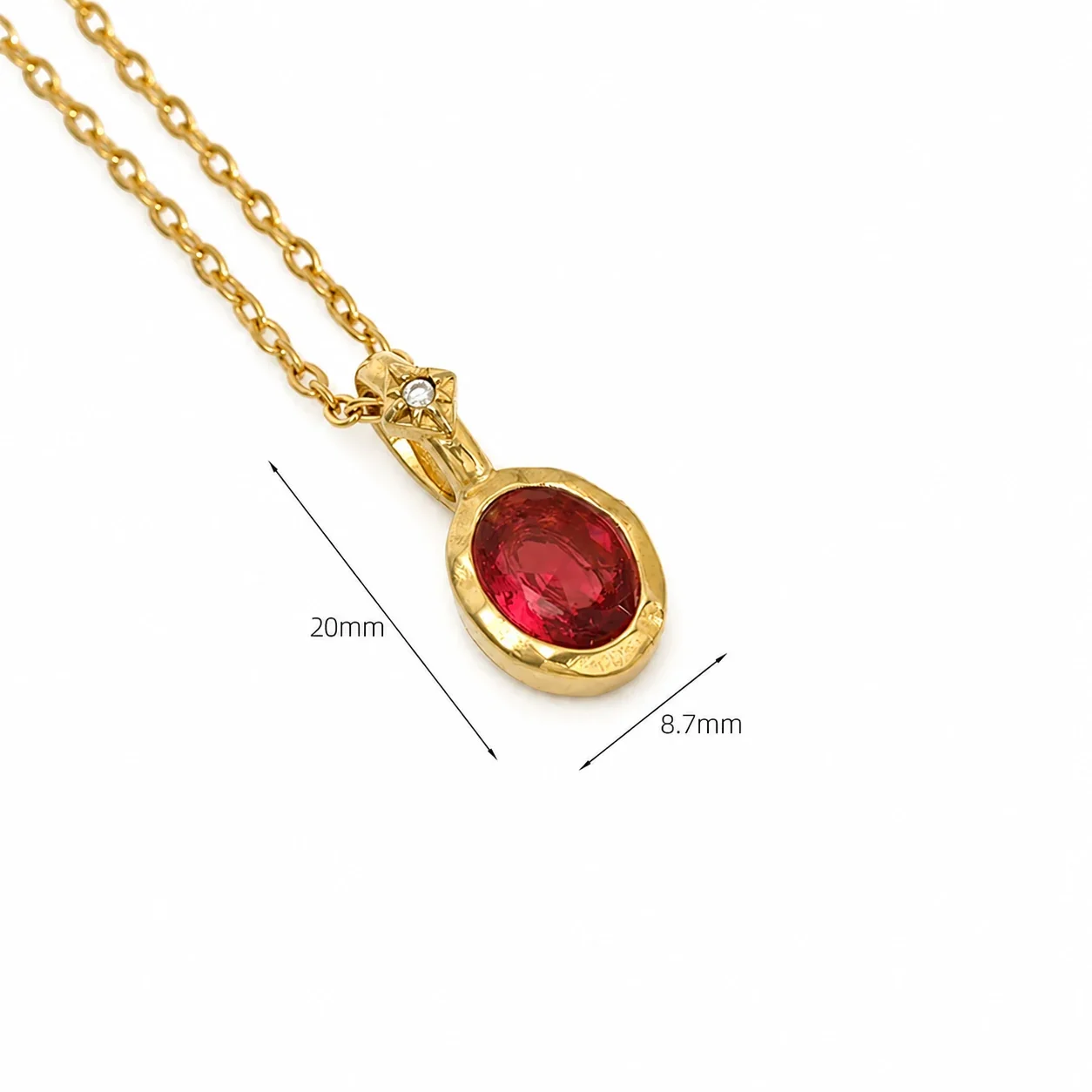 Ornate 14K Gold-Plated Oval Crystal Cable Pendant Necklace - Gold Fuchsia Crystal