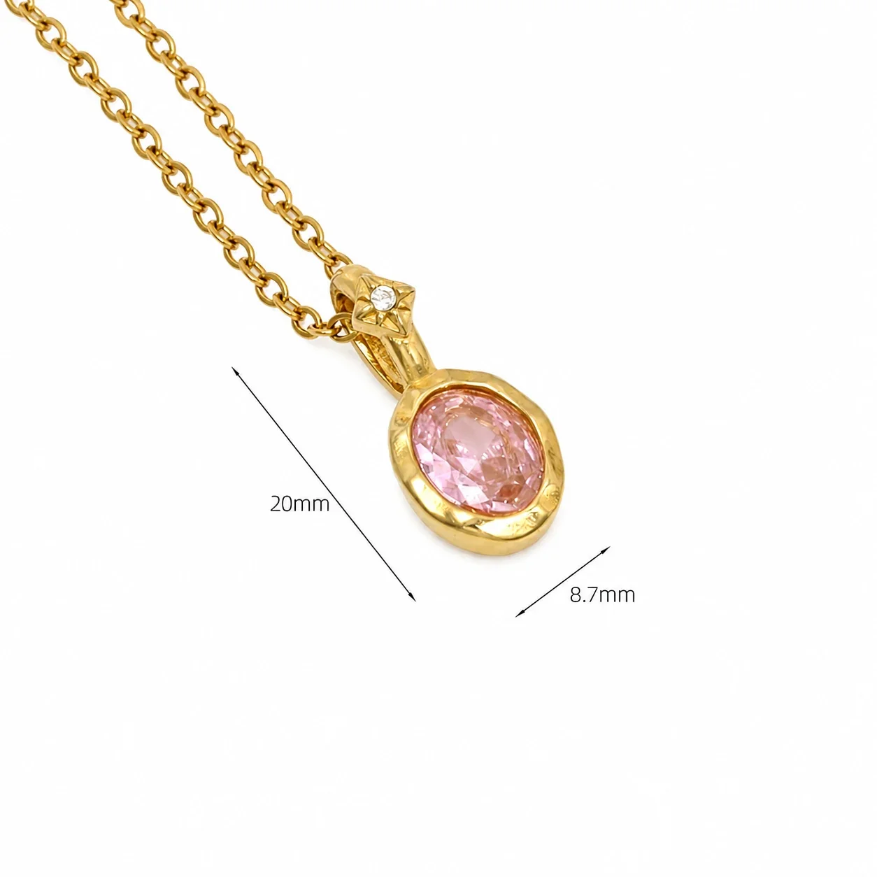 Ornate 14K Gold-Plated Oval Crystal Cable Pendant Necklace - Gold Light Purple Crystal