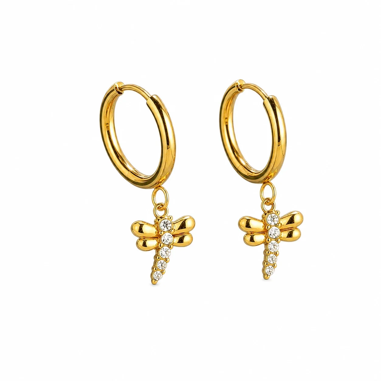Polished 316 Stainless Steel Charm Hoop Earrings
