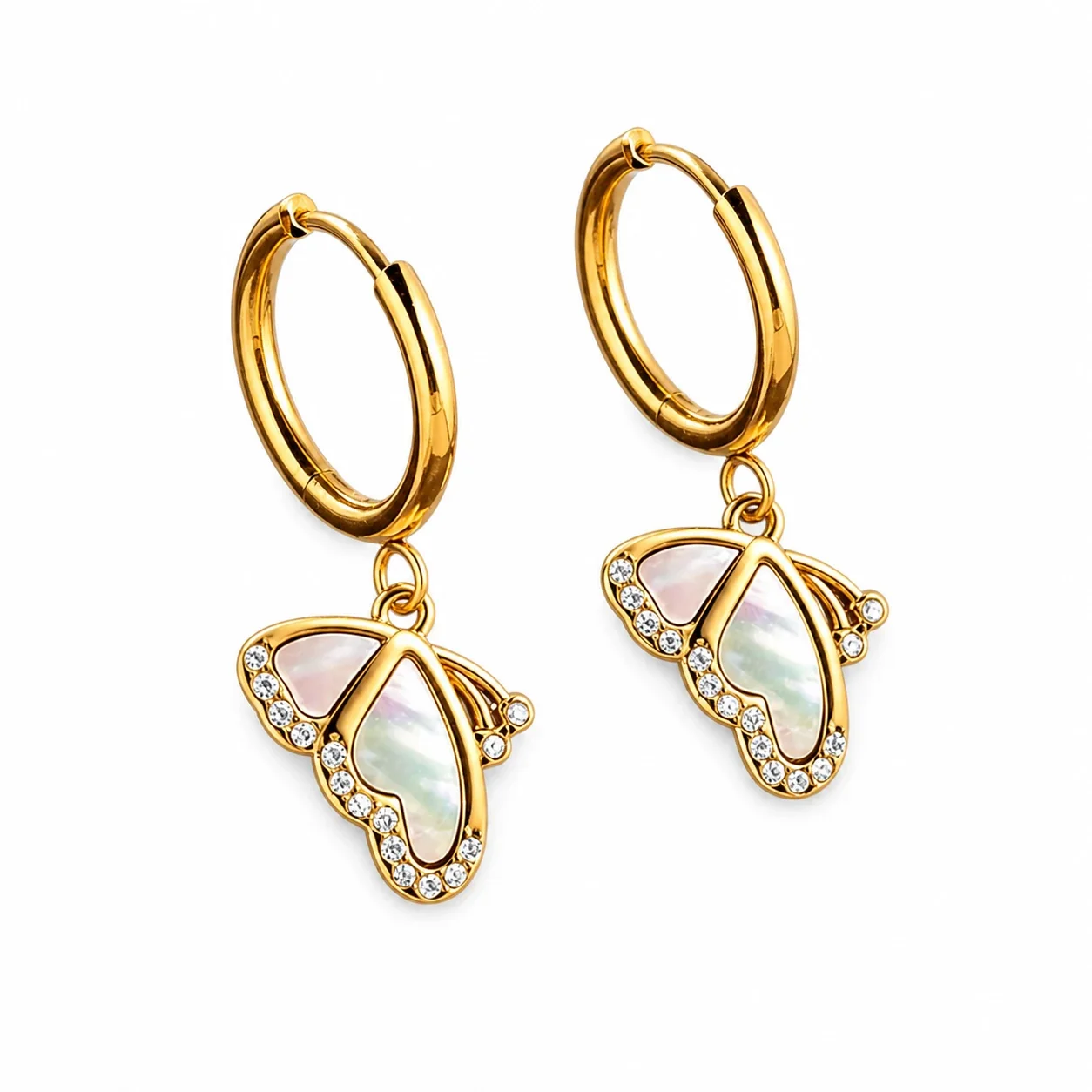 Polished 316 Stainless Steel Charm Hoop Earrings