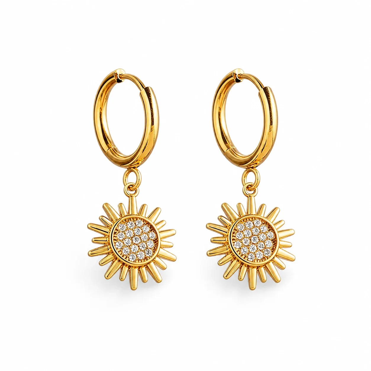 Polished 316 Stainless Steel Charm Hoop Earrings