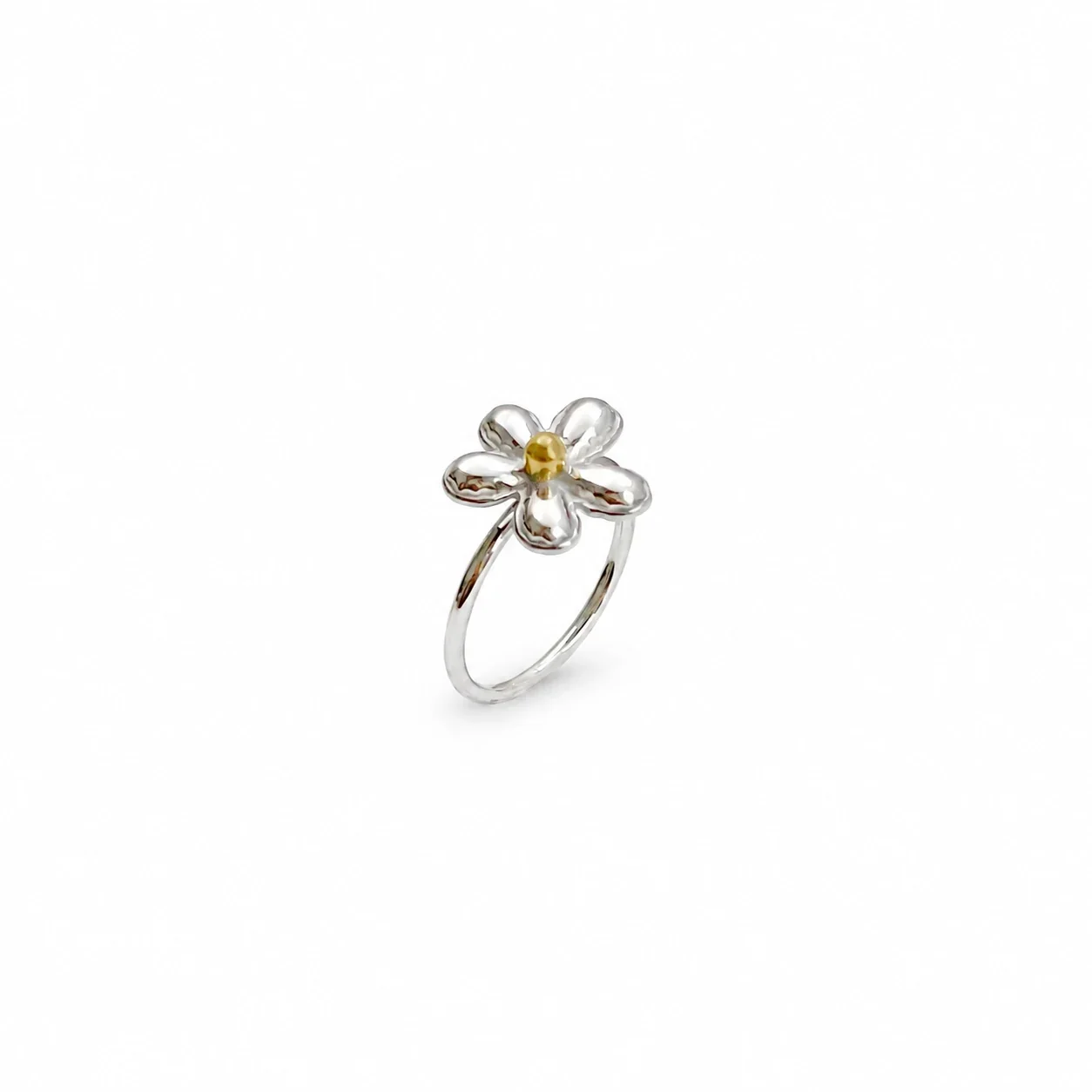 Flower Jewelry Set, Gold Centers & Puffed Petals, Stainless Steel