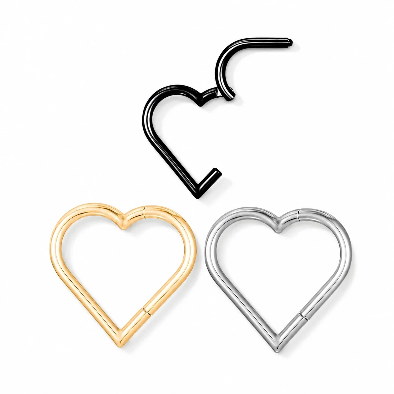 Sculptural 316 Stainless Steel Heart Piercing Hoop