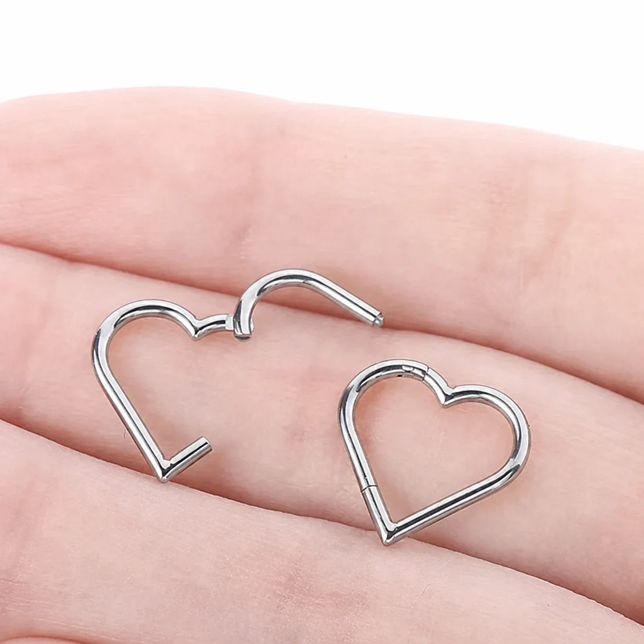 Sculptural 316 Stainless Steel Heart Piercing Hoop