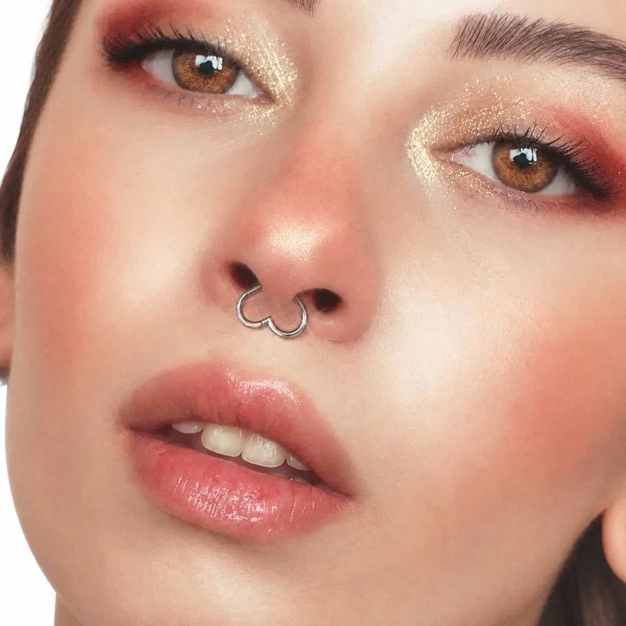 Sculptural 316 Stainless Steel Heart Piercing Hoop