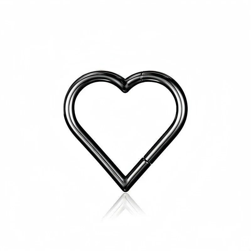 Sculptural 316 Stainless Steel Heart Piercing Hoop