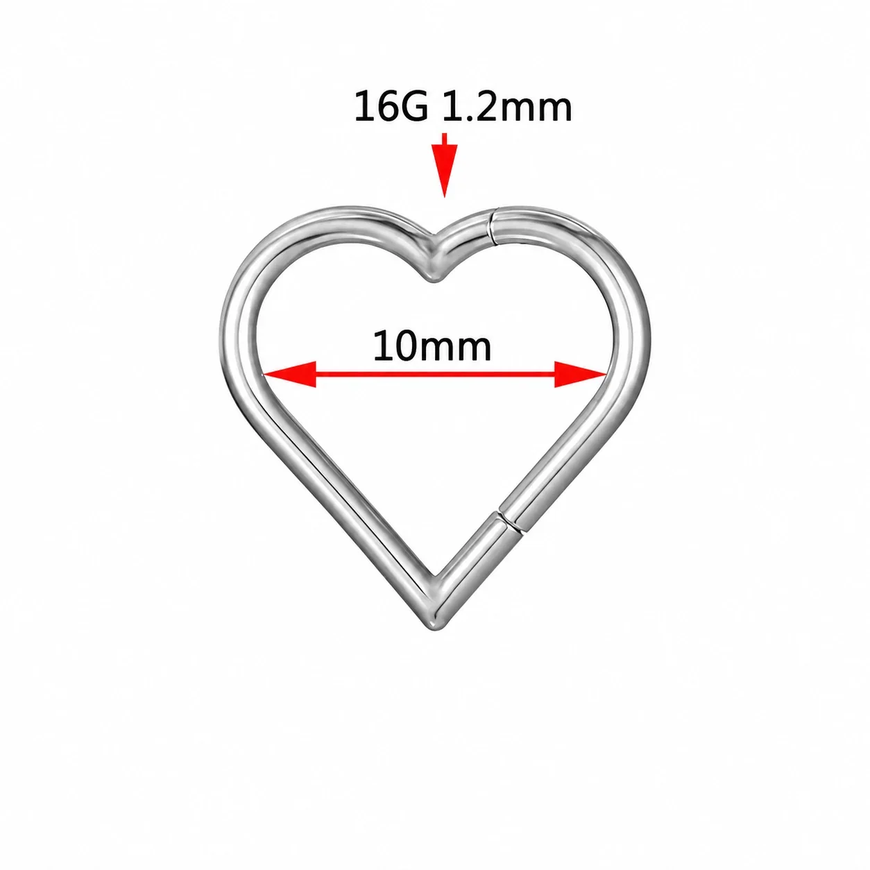 Sculptural 316 Stainless Steel Heart Piercing Hoop