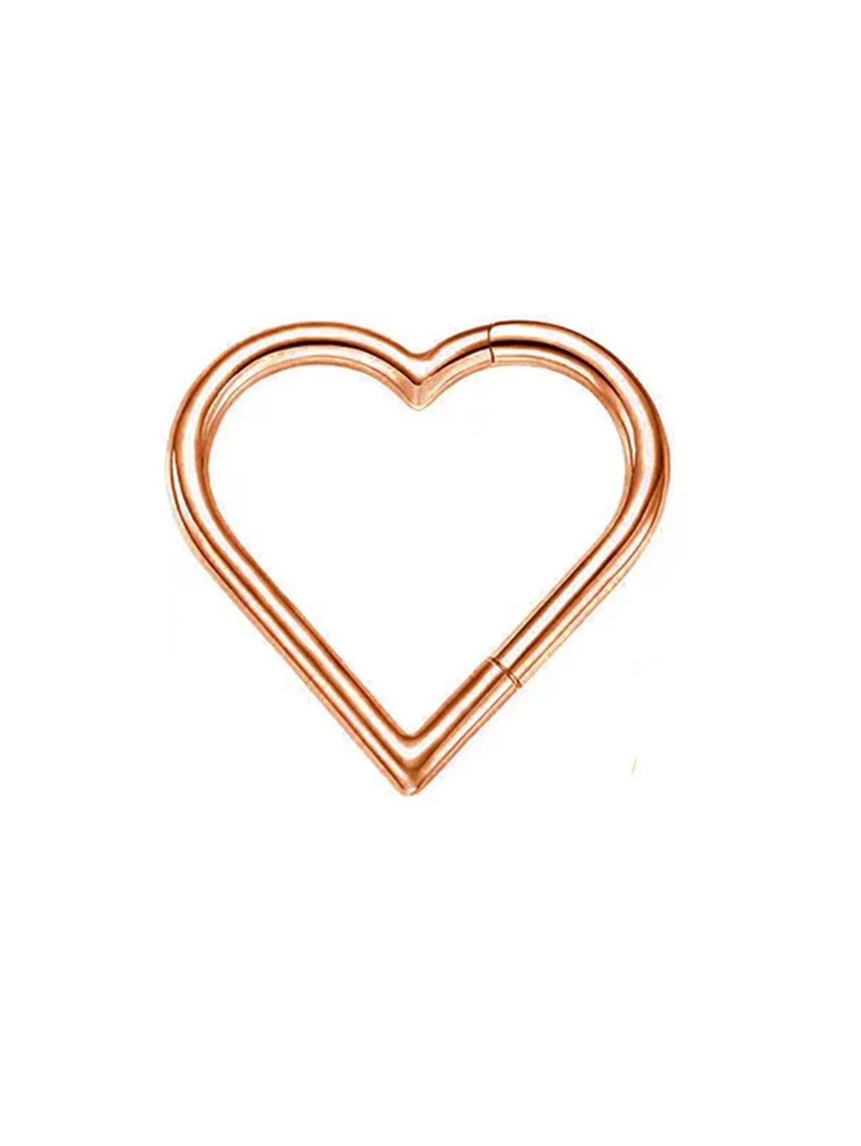 Sculptural 316 Stainless Steel Heart Piercing Hoop - Rose Gold