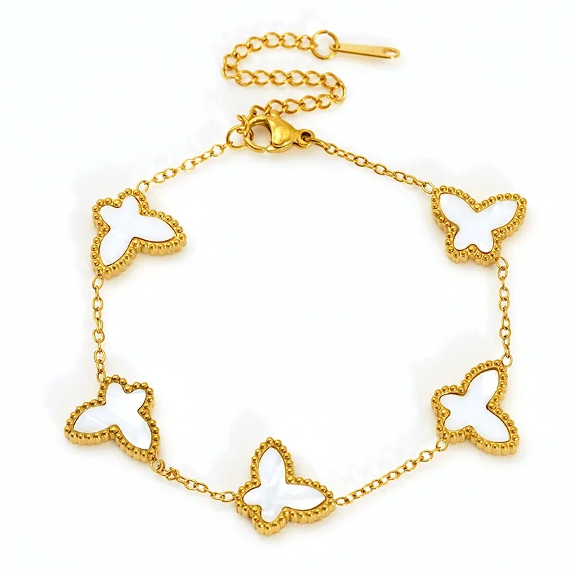 Playful 18K Gold-Plated Butterfly Inlay Chain Bracelet
