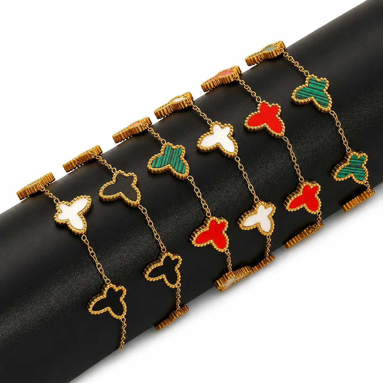 Playful 18K Gold-Plated Butterfly Inlay Chain Bracelet