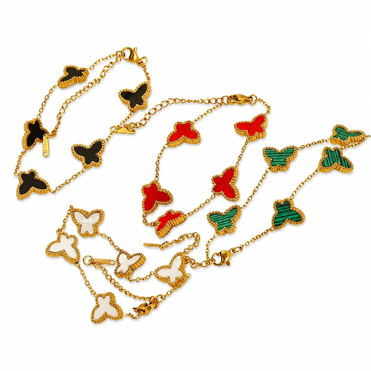 Playful 18K Gold-Plated Butterfly Inlay Chain Bracelet