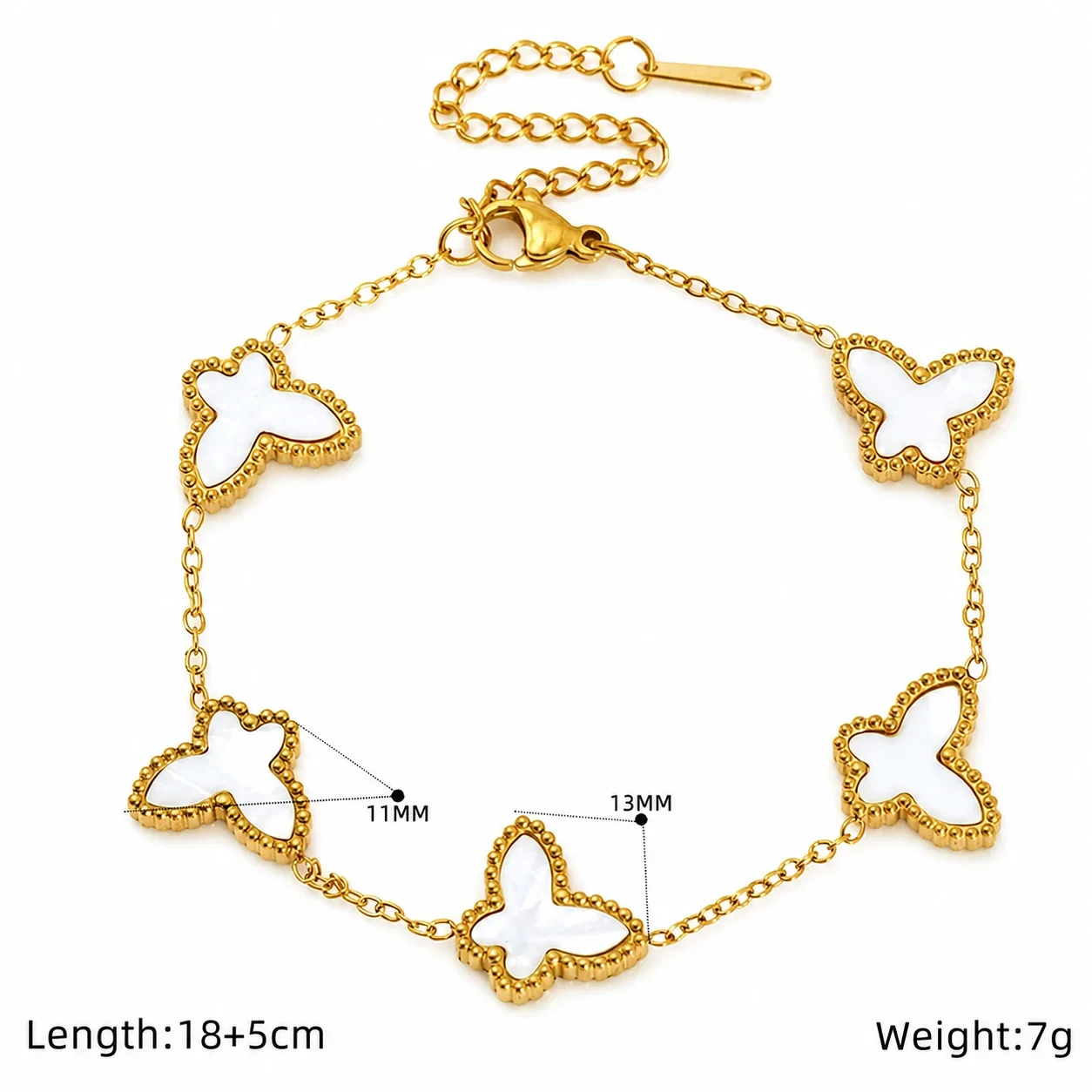 Playful 18K Gold-Plated Butterfly Inlay Chain Bracelet