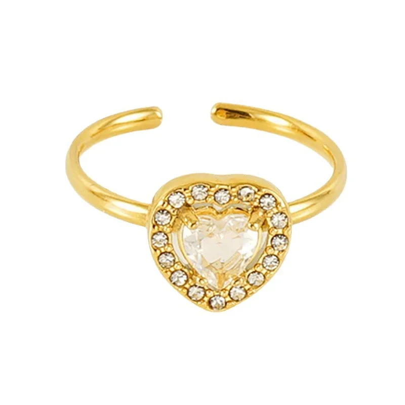 Ornate 18K Gold-Plated Open-Front CZ Halo Ring