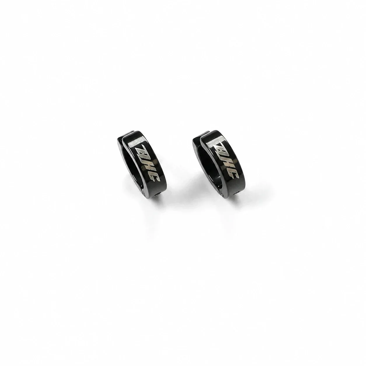 Edgy Stainless Steel U-Clip Letter Hoop Earrings - Black