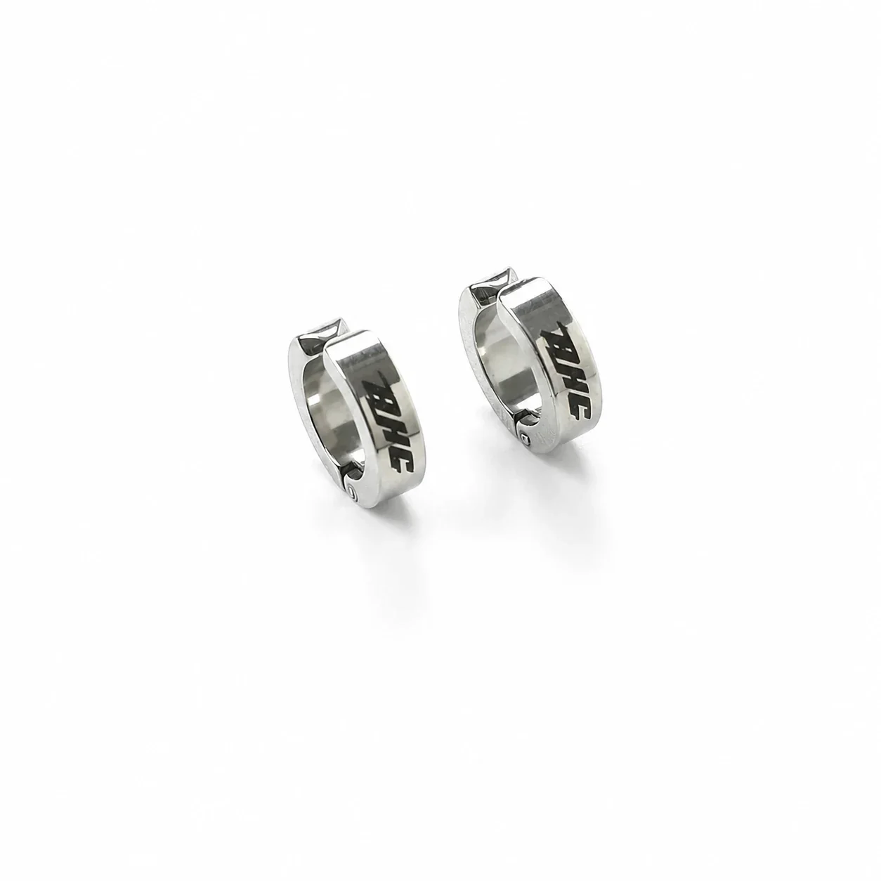 Edgy Stainless Steel U-Clip Letter Hoop Earrings - Silver
