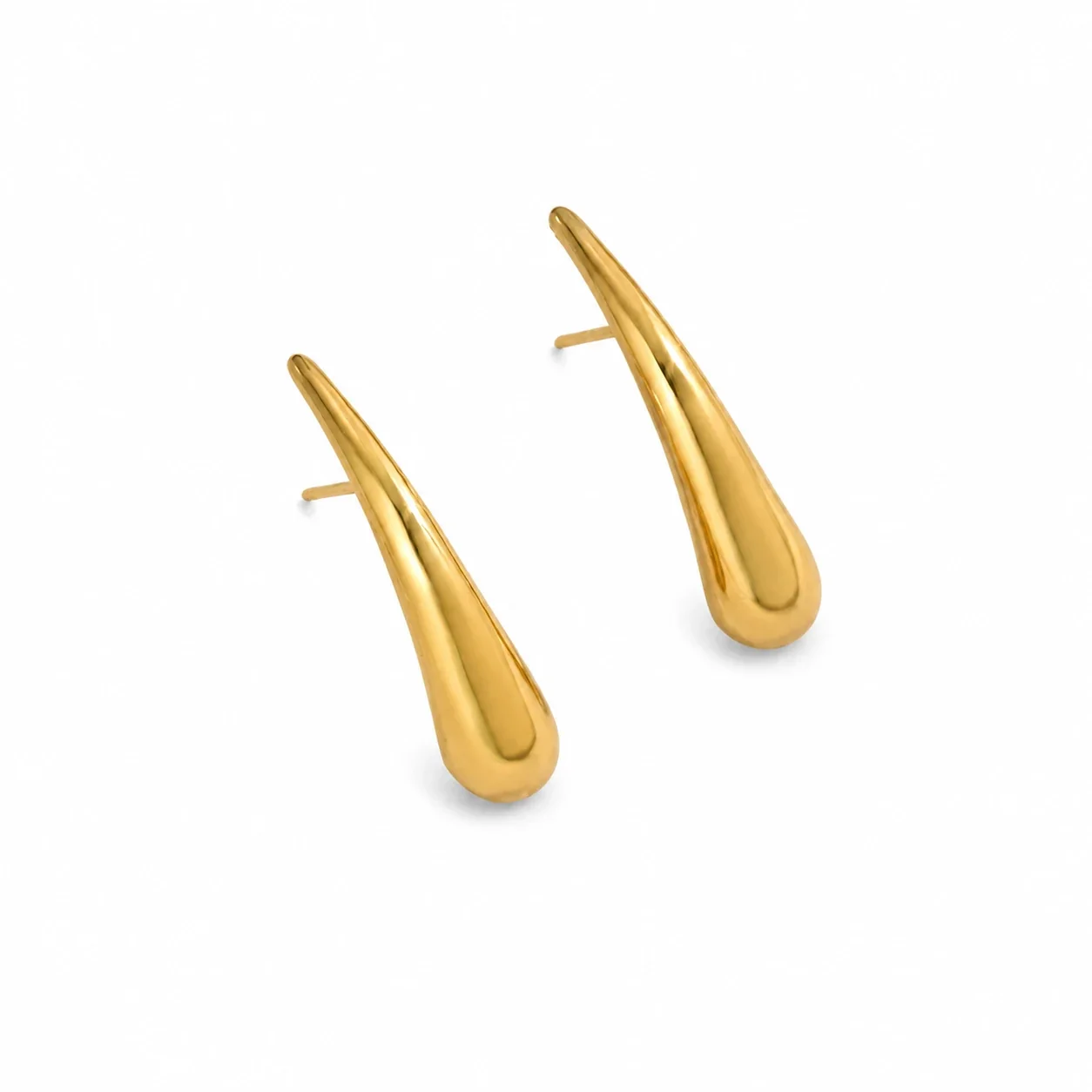 Teardrop Stud Earrings with Ribbed Groove 316 Stainless Steel PVD