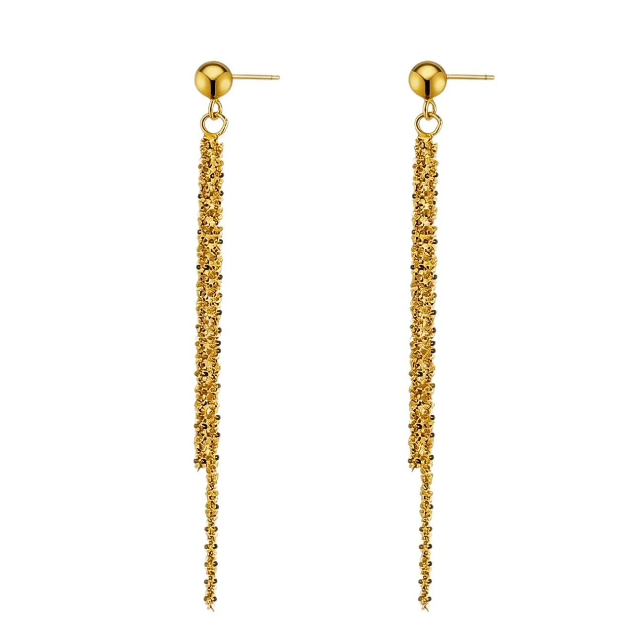 Drop Earrings Ball Stud Chain Tassel 316 Stainless Steel Gold PVD