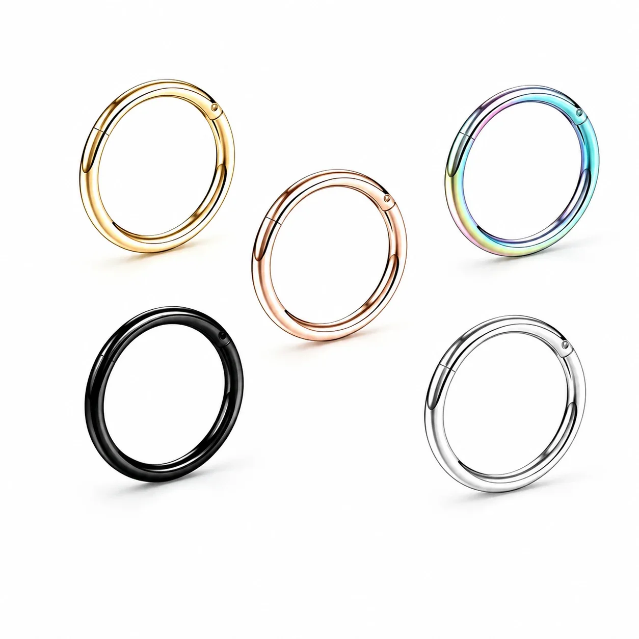 Sleek 316 Stainless Steel Round Clicker Hoop Earrings