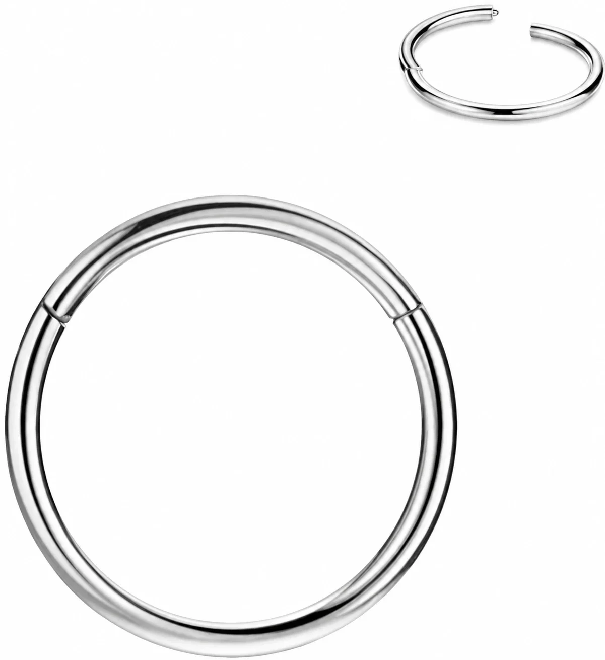 Sleek 316 Stainless Steel Round Clicker Hoop Earrings - Steel