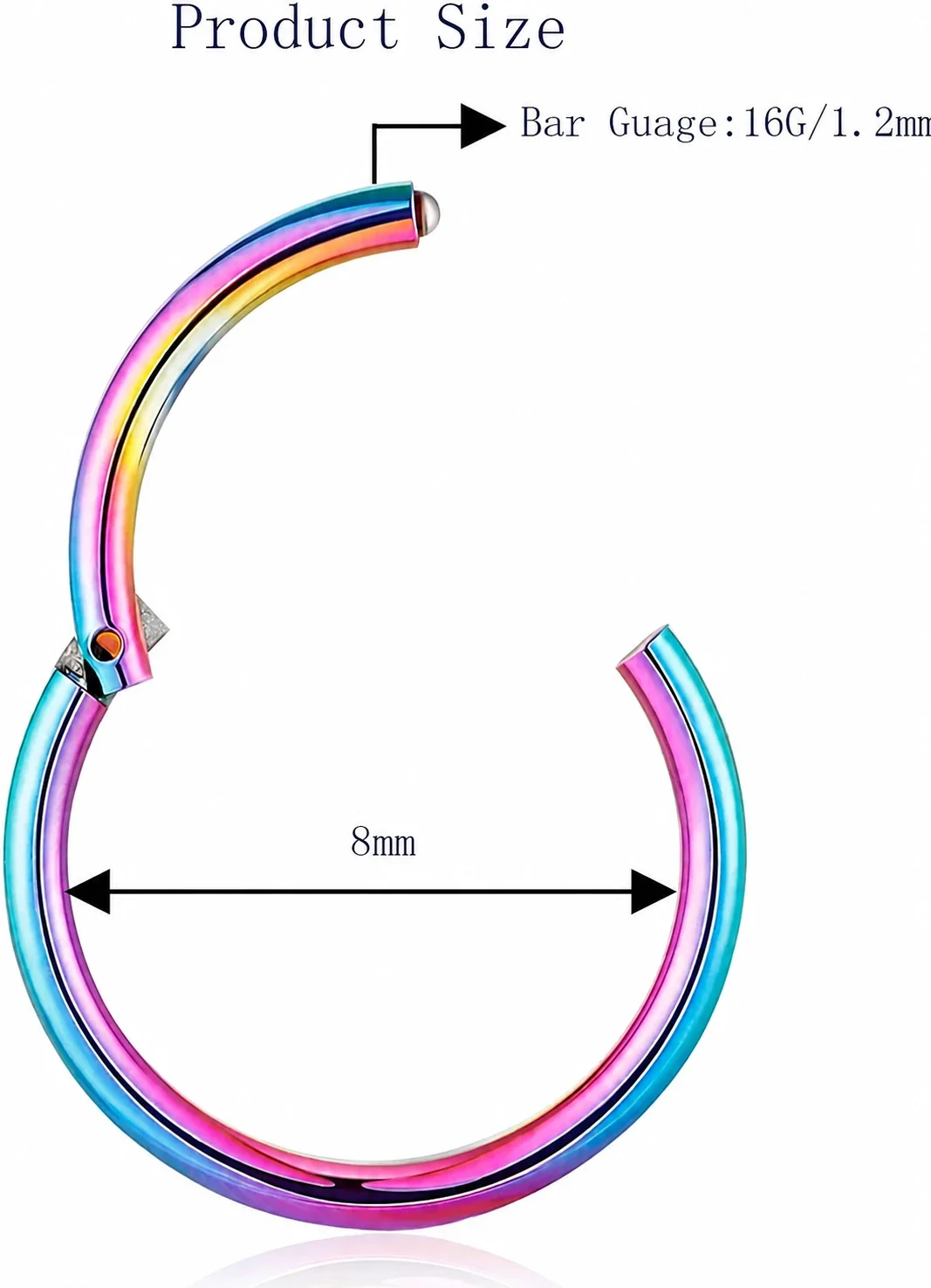 Sleek 316 Stainless Steel Round Clicker Hoop Earrings - Rainbow