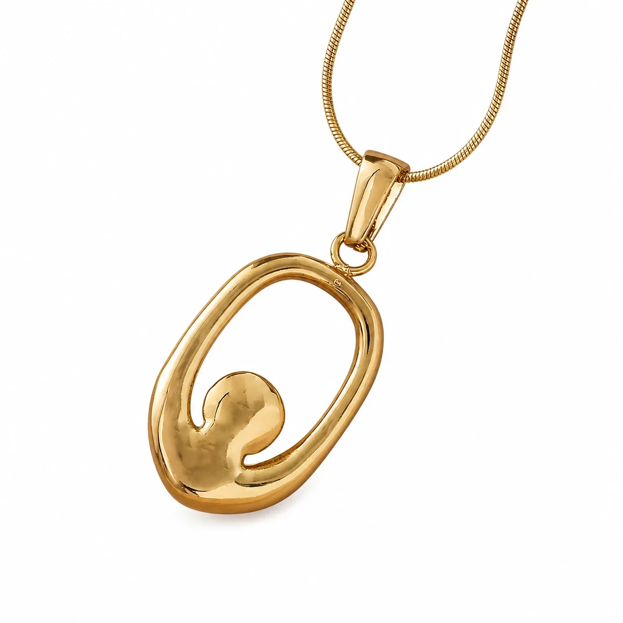 Sculptural 316 Stainless Steel Pearl Pendant Necklace