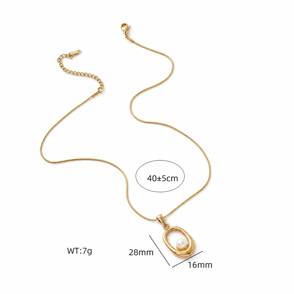 Sculptural 316 Stainless Steel Pearl Pendant Necklace