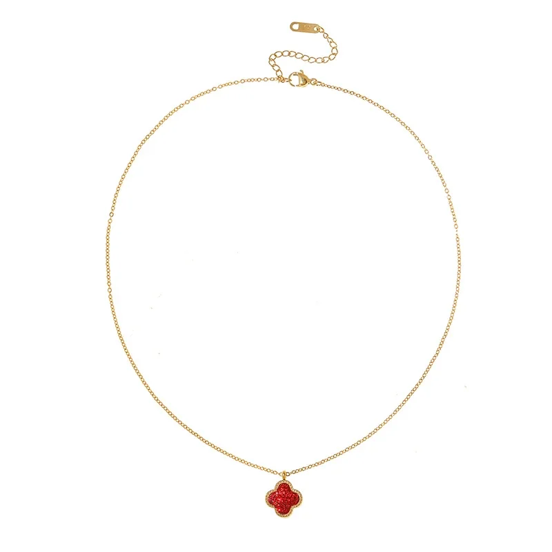 Gold-Plated Pavé Clover Pendant Necklace