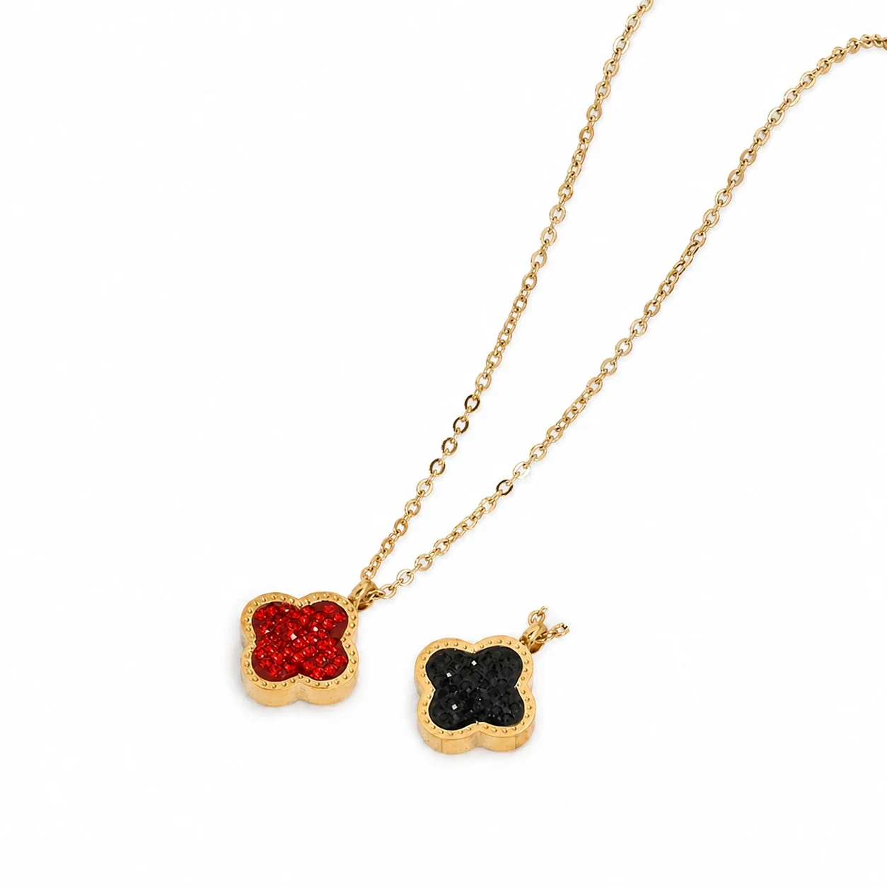 Gold-Plated Pavé Clover Pendant Necklace