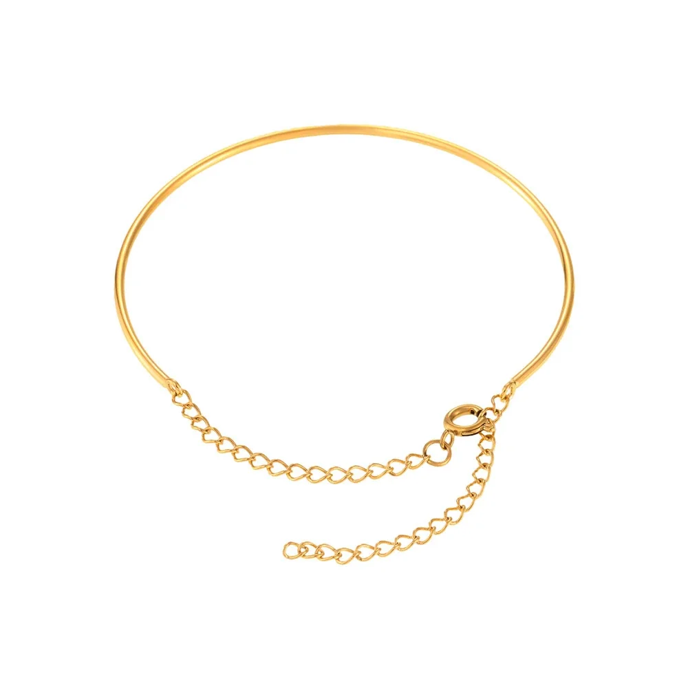 Sleek Stainless Steel Gold PVD Double Wire Bangle Bracelet
