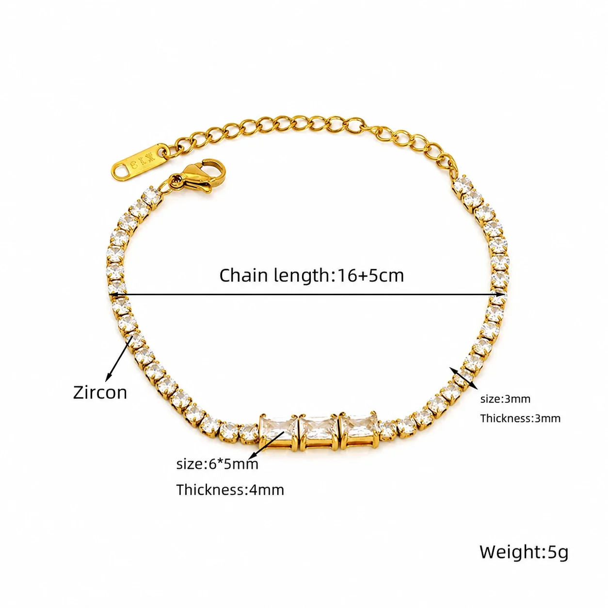 Vivid Gold-Plated Steel Heart CZ Tennis Bracelet - Gold Clear Tennis CZ