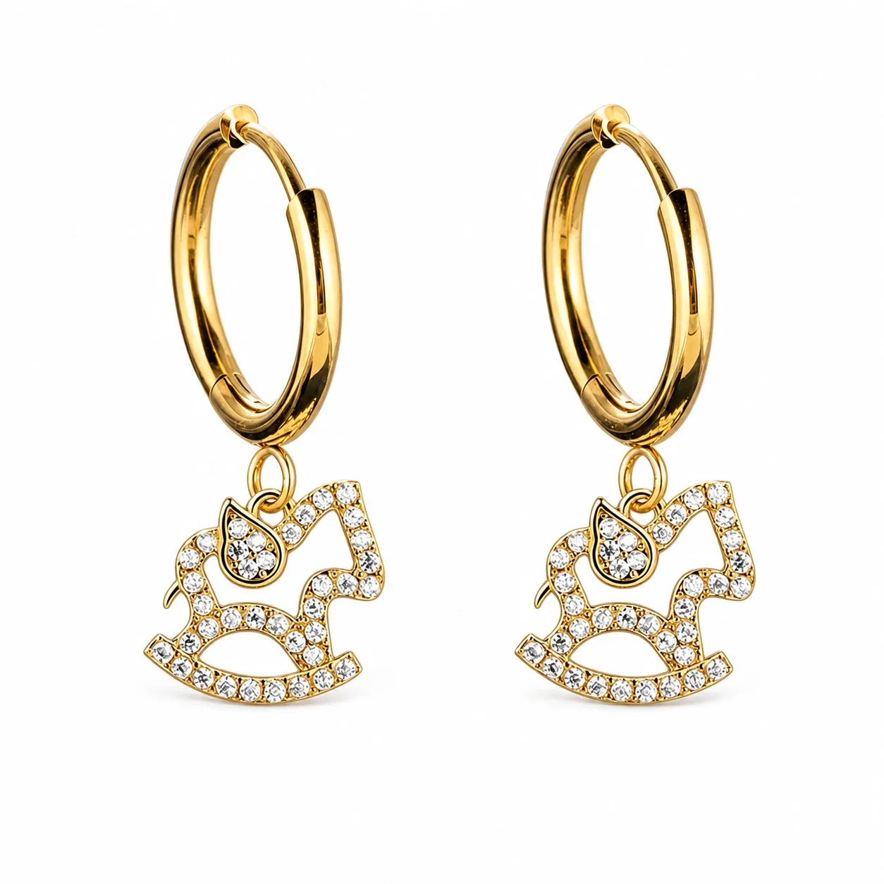 Playful 316 Stainless Steel Turtle Drop Hoop Earrings