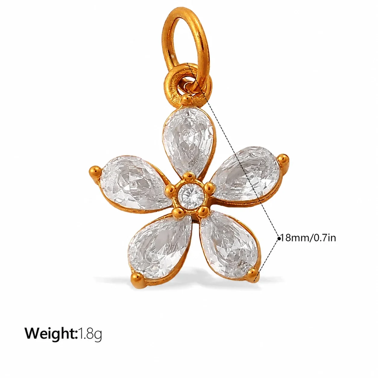 Foto do produto: Flower Charm Pendant with Crystal Petals, 18K Gold-Plated