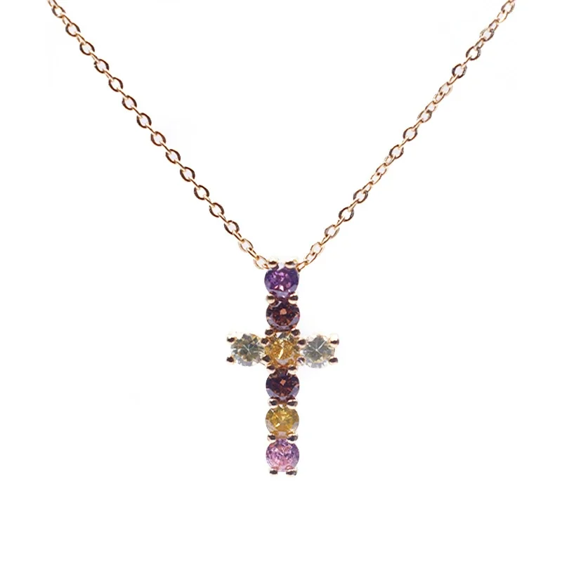 Delicate 316 Stainless Steel CZ Cross Choker Necklace