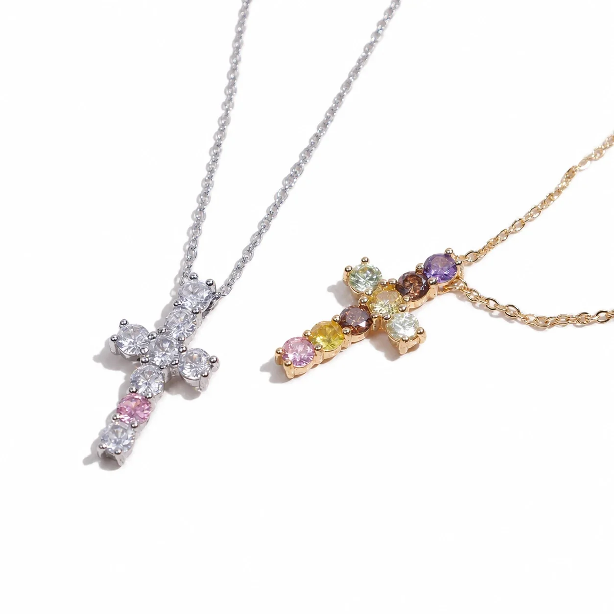 Delicate 316 Stainless Steel CZ Cross Choker Necklace