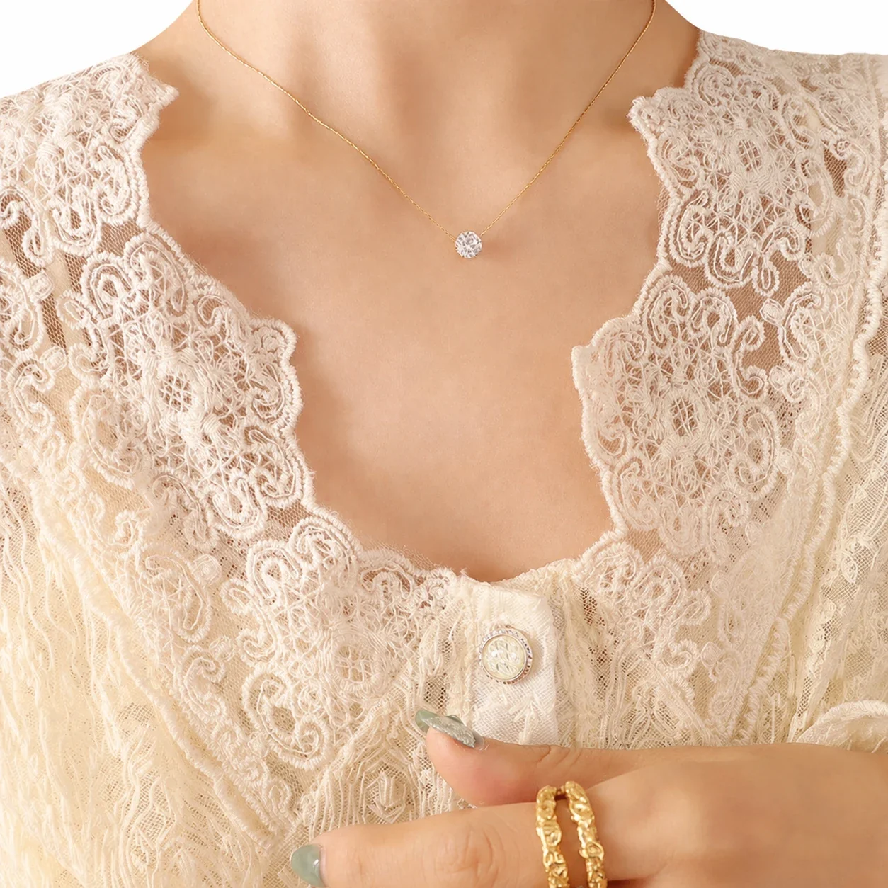 Dainty 316 Stainless Steel Solitaire Pendant Necklace