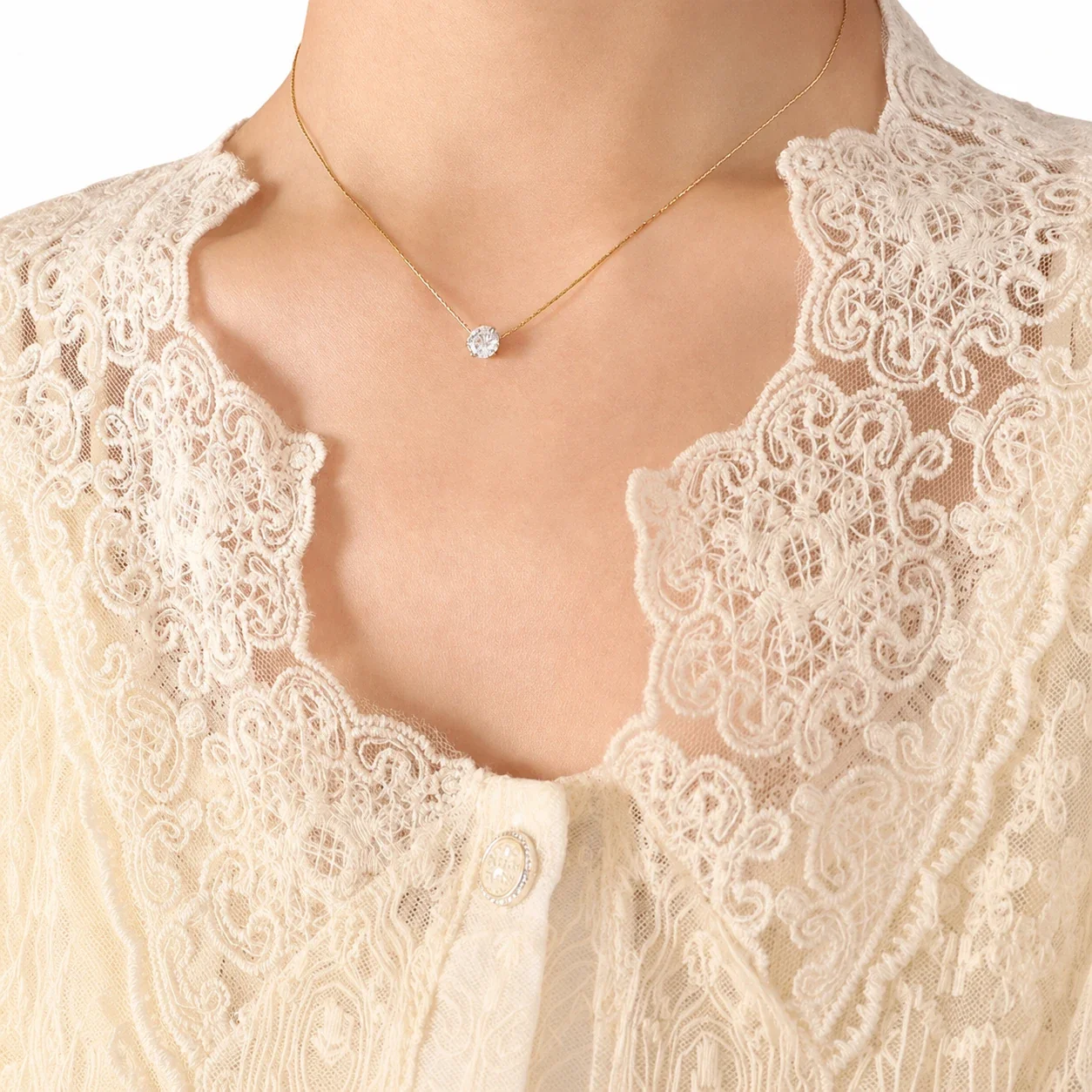 Dainty 316 Stainless Steel Solitaire Pendant Necklace