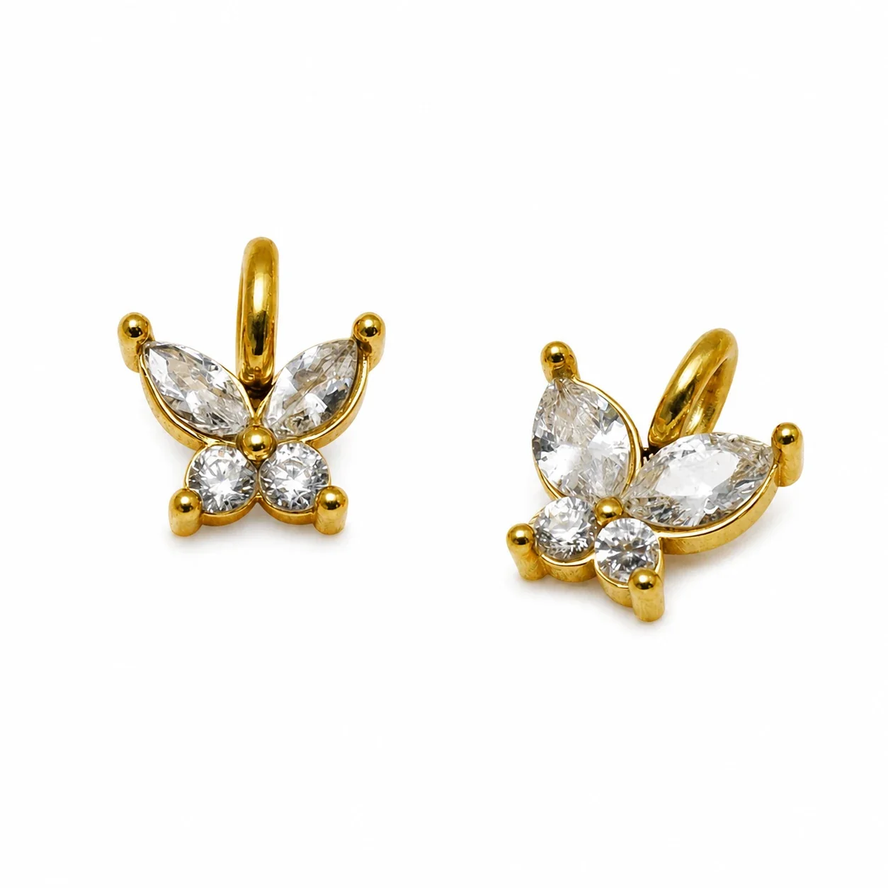 Delicate Gold-Plated CZ Butterfly Pendant
